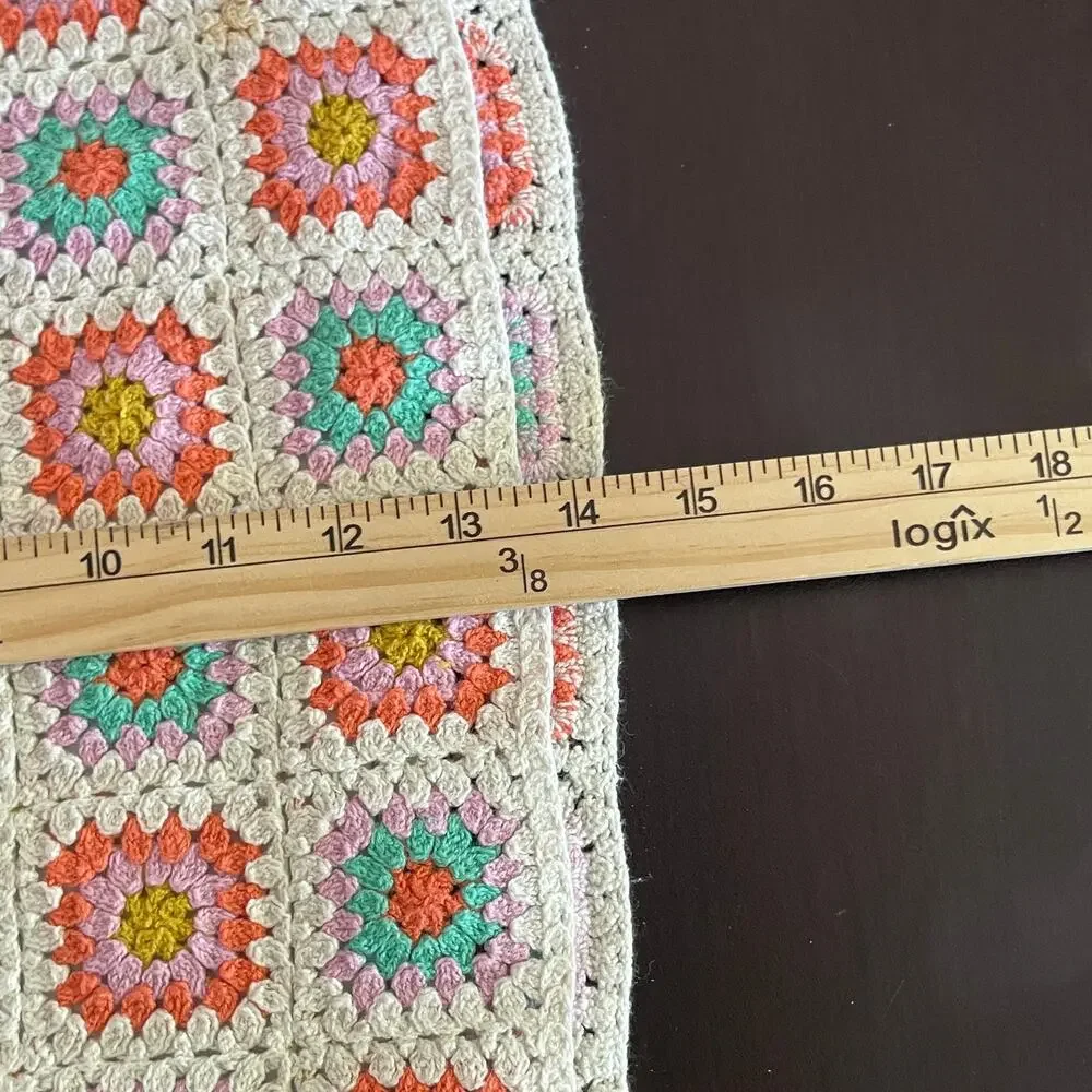 Art Class Girls Crochet Granny Square Sweater Skirt Boho Retro Size L 10/12